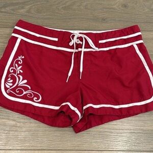 ATHLETA Red Pink Longboard Swim Surf Beach Vacay Boardshort Summer Shorts Size 8